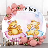 Lofaris Blue Or Pink Pillow Round Bear Baby Shower Backdrop
